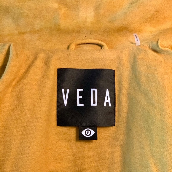 Veda Soft Suede Mustard Yellow Moto Zipper Jacket - Picture 4 of 5